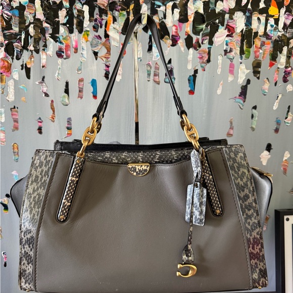 Handbags - Coach Dream Snakeskin Elegant Gray Designer Tote Bag